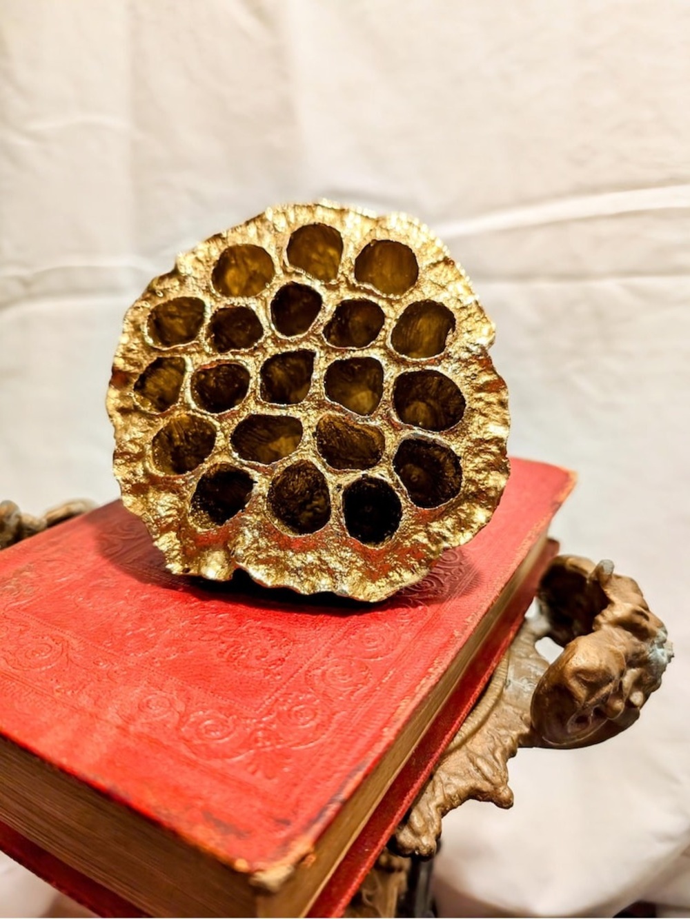 Decorative Gold Lotus Seed Pod Accent